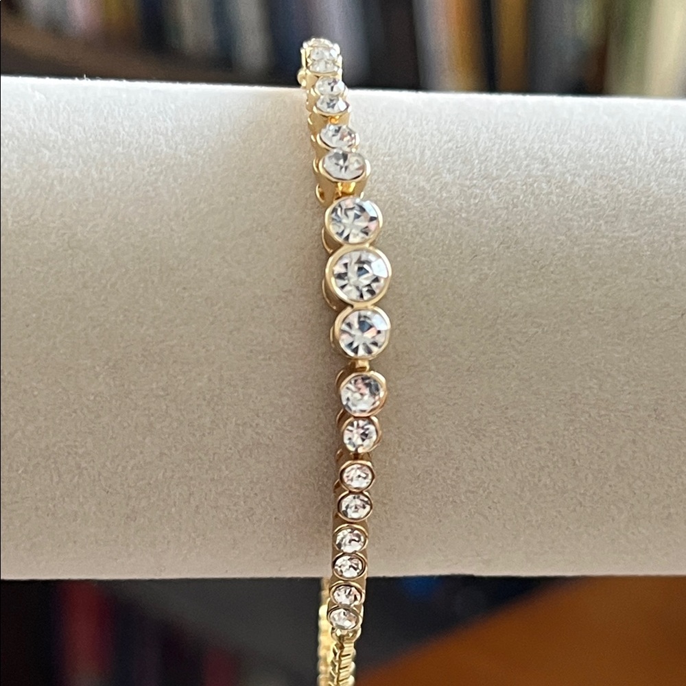 BaubleBar Gold Bracelet with Clear Stones